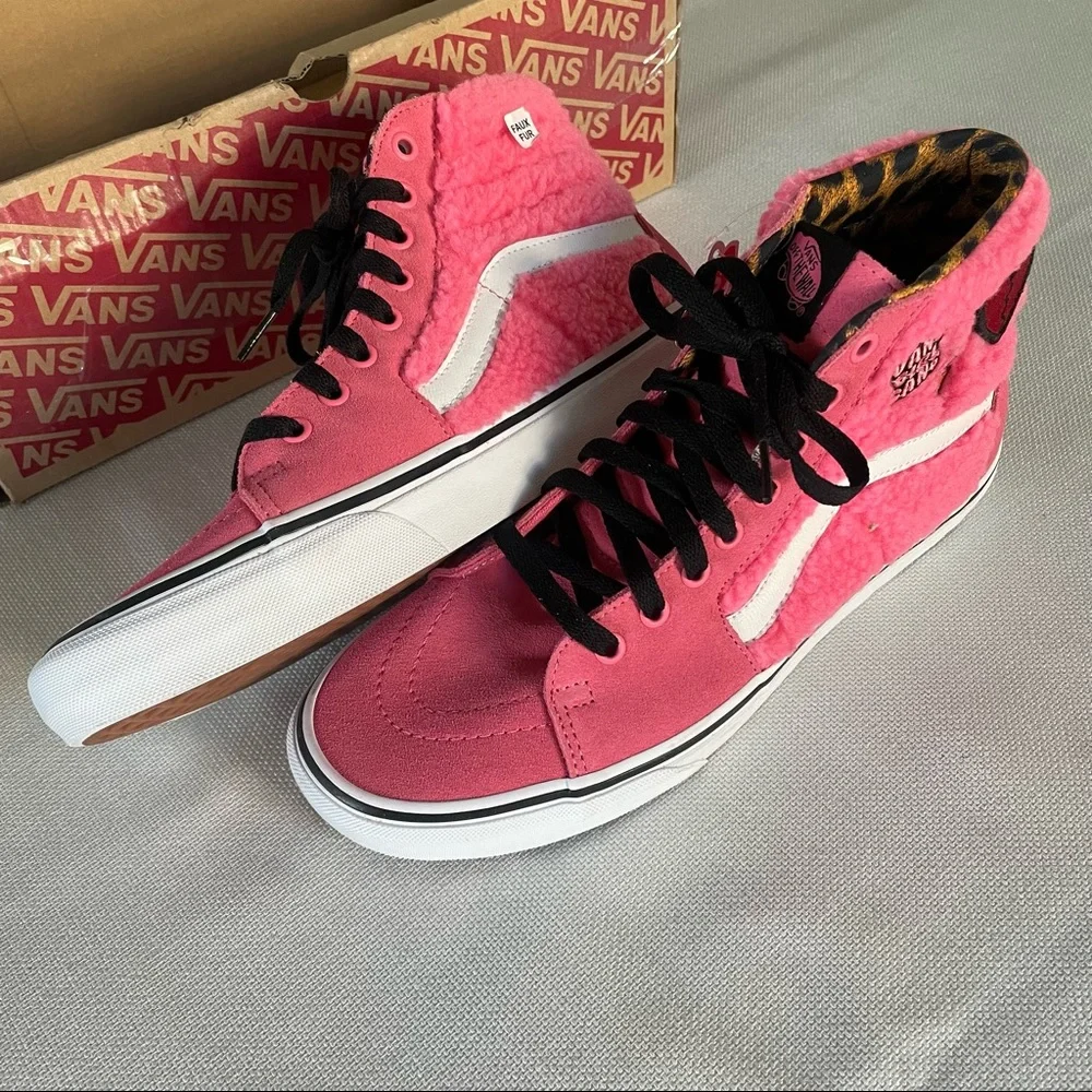 Vans SK8-Hi (Pink Suede And Sherpa) Pink Lemonade Women 10 - Picture 7 of 9